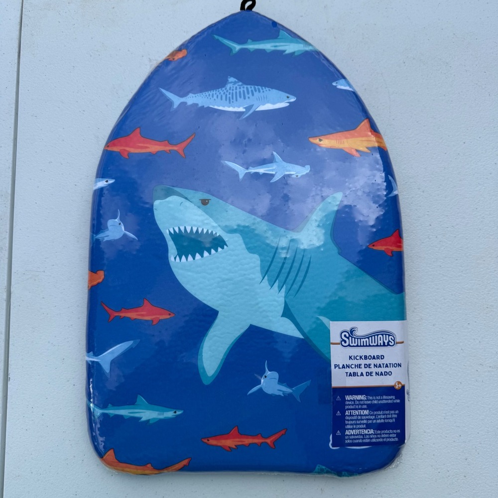 SwimWays Shark Kickboard Kids Swim Trainer Blue Polystyrene Foam 6070493 Age 5+